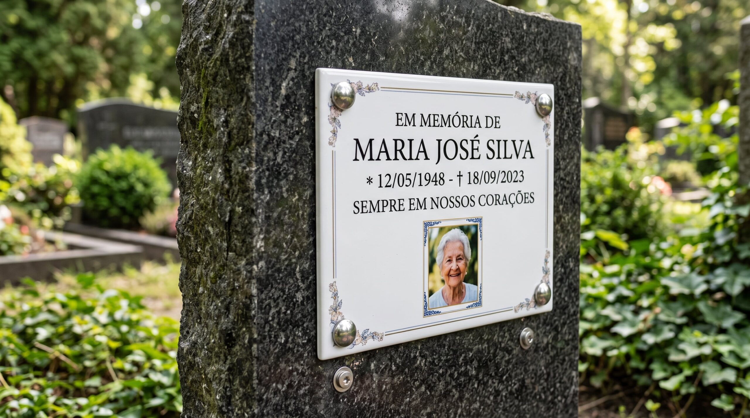 Detalhes de placa de porcelana para tumulo