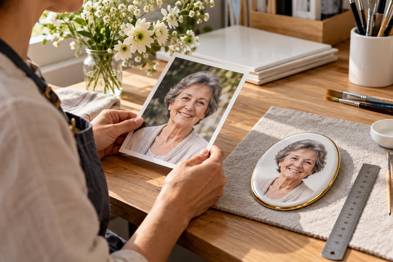 Finados: como planejar uma homenagem com foto de porcelana